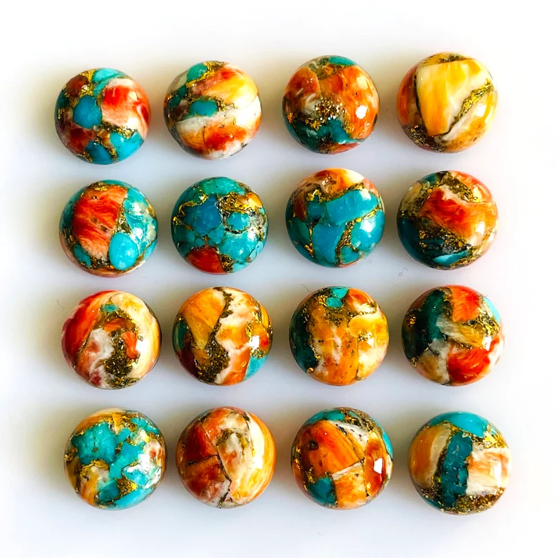 Mohave Copper Turquoise Cabochon Pair: Round Gemstone for Earrings